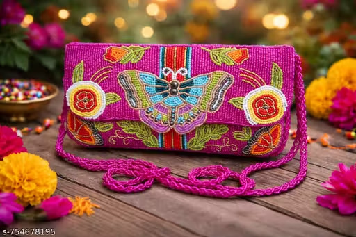 Handmade Beaded Butterfly Clutch Bag Women’s Embroidered Party Evening Purse