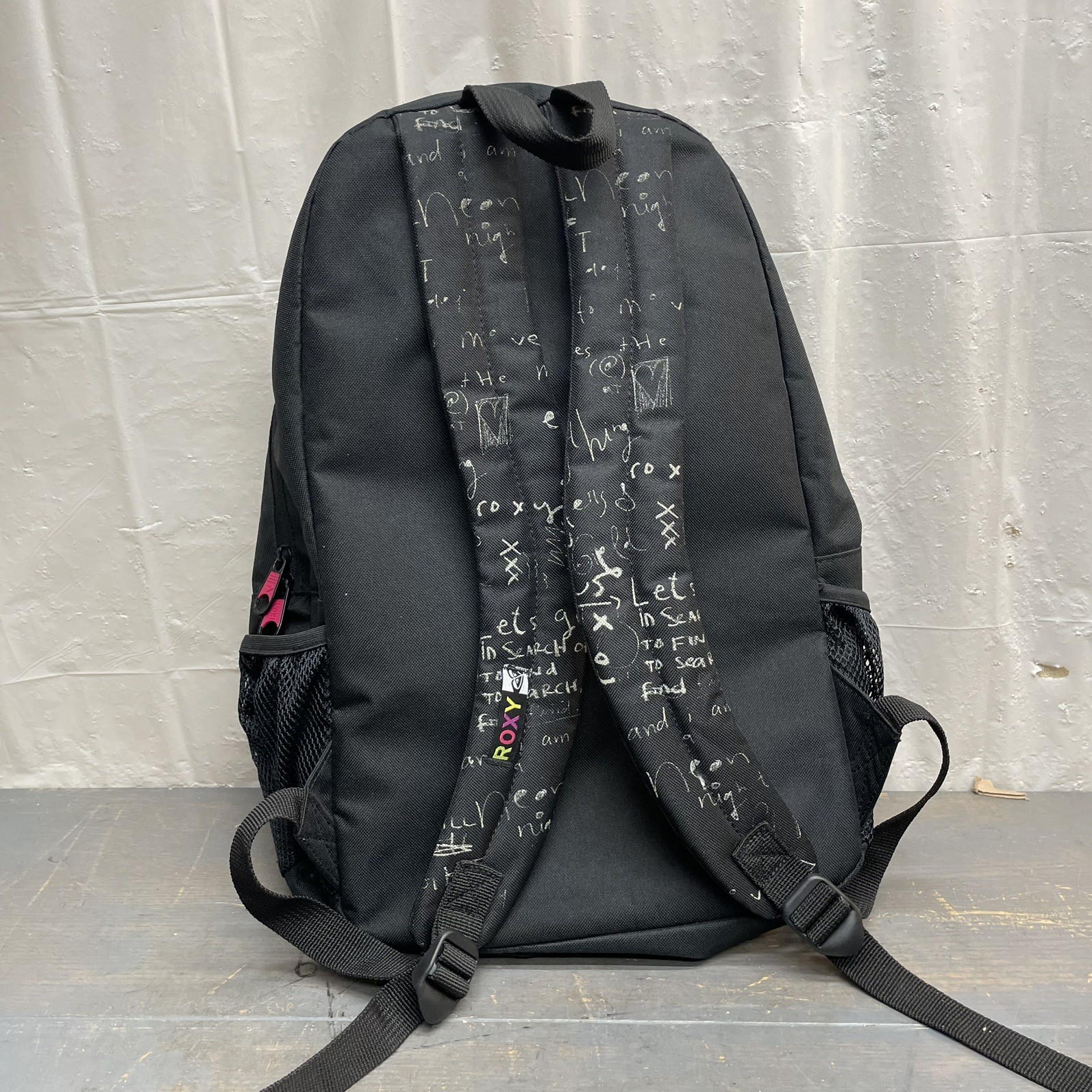 Women’s Girls Roxy Clear Sight Backpack Pink/Black Logo School Bag (Pre-Owned)