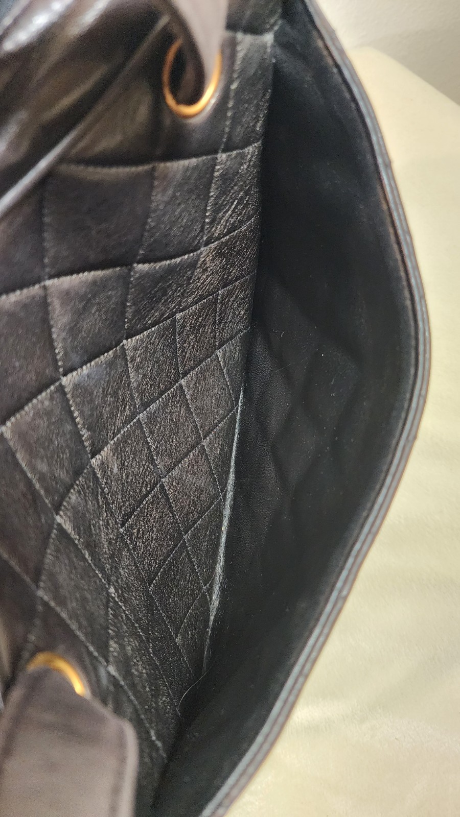 Chanel 1994-1996 Quilted Lambskin Shoulder. Dark Brown.