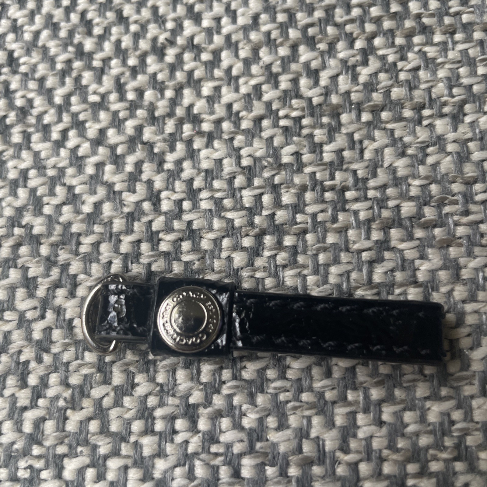 Coach Replacement Zipper Pull Black Patent Leather With Silver Tone Hardware