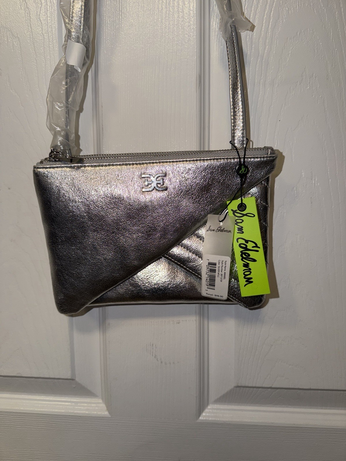 Sam Edelman Amabel Shoulder Bag Purse 8..5” x 5.75” x 2” Shiny Silver
