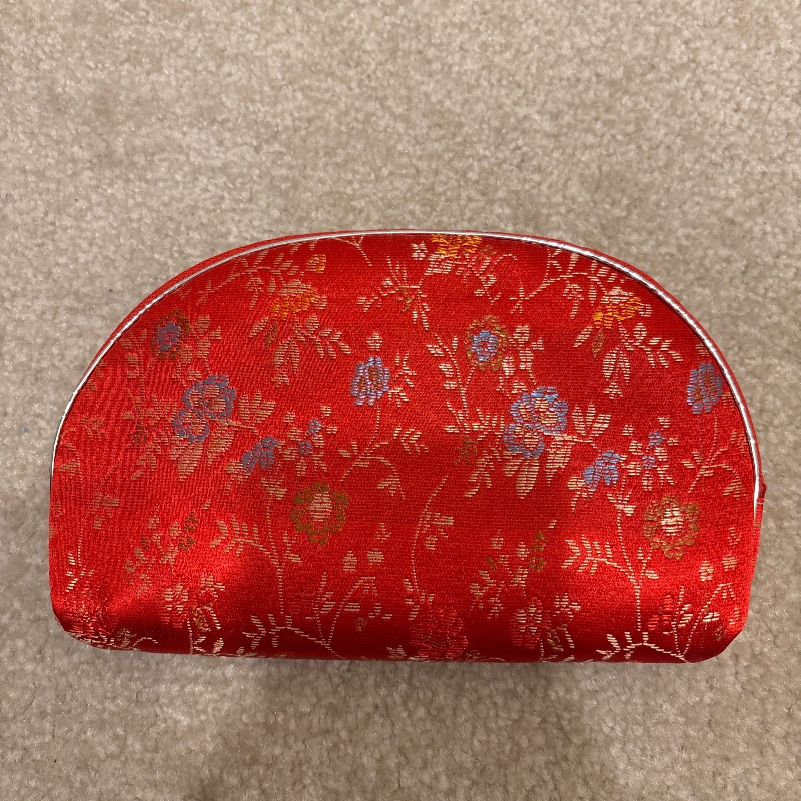 Asian Chinese Set of 5 Pouch Bags Floral Embroidered Pattern Various Colours