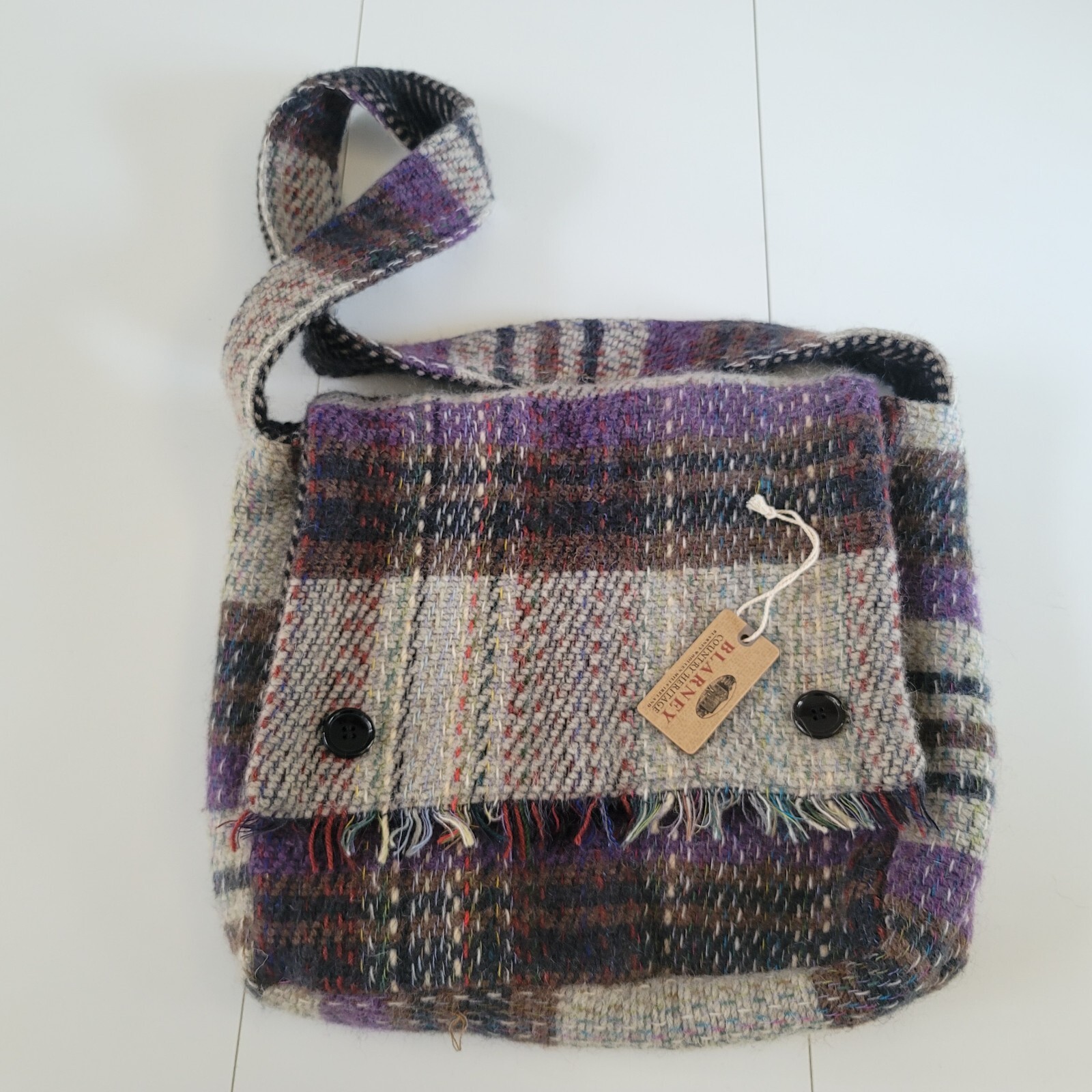 Blarney Wool Shoulder Bag with Wood Toggle Button Close Ireland