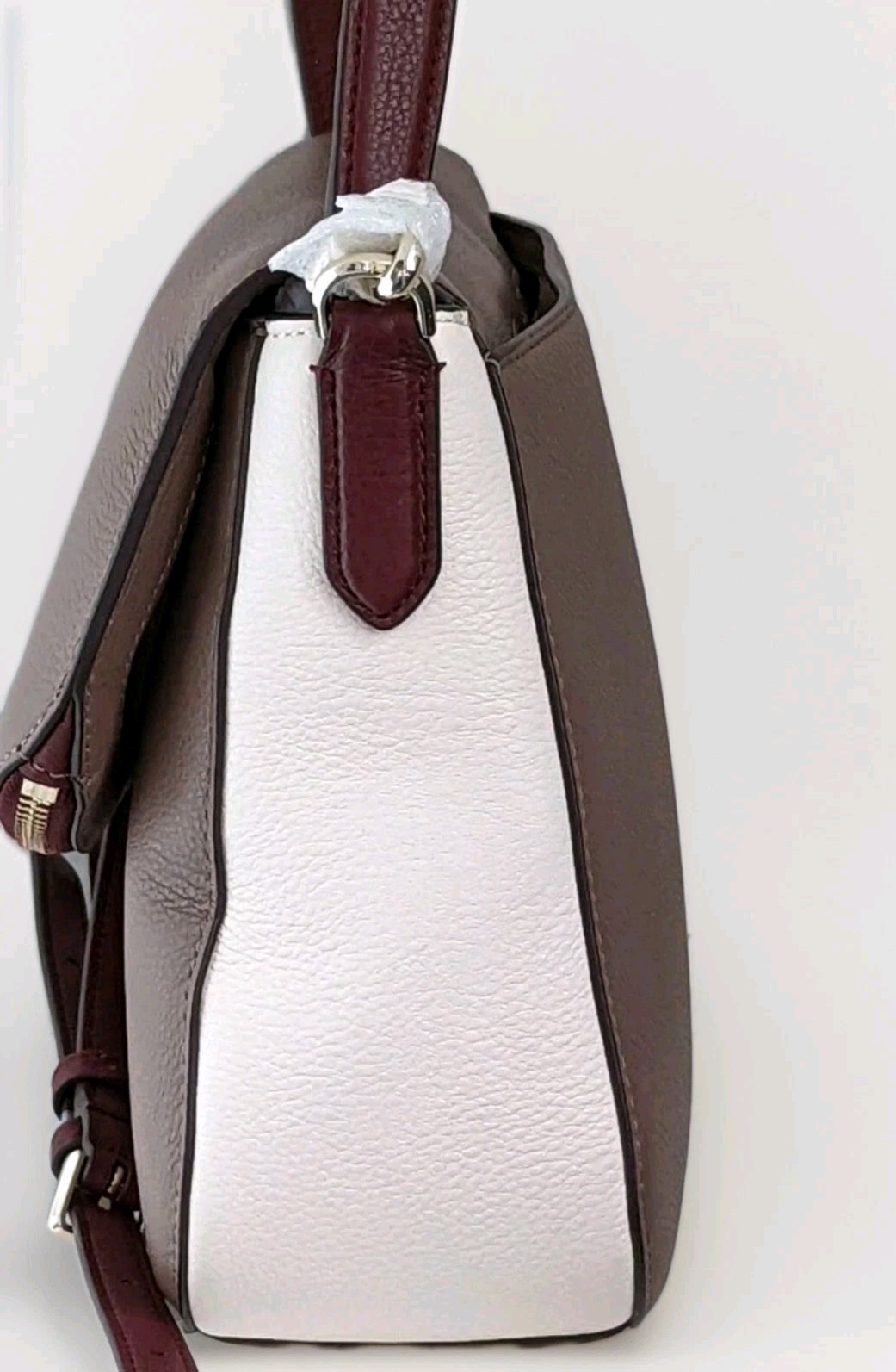 Kate Spade Jackson Medium Flap Shoulder Crossbody Bag Taupe Cream Burgundy NWT