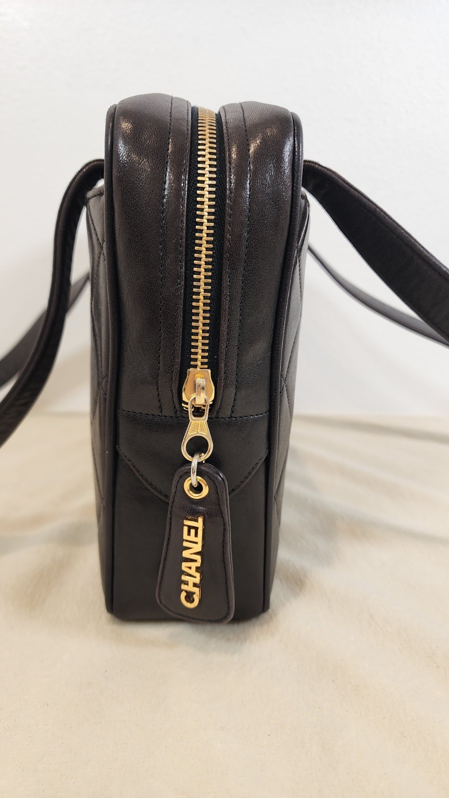 Chanel 1994-1996 Quilted Lambskin Shoulder. Dark Brown.