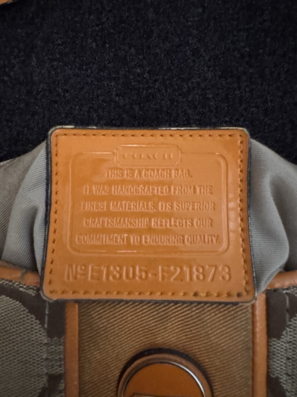 Coach Signature Monogram Shoulder Bag Zip w/ Detachable Adjustable Strap Tan