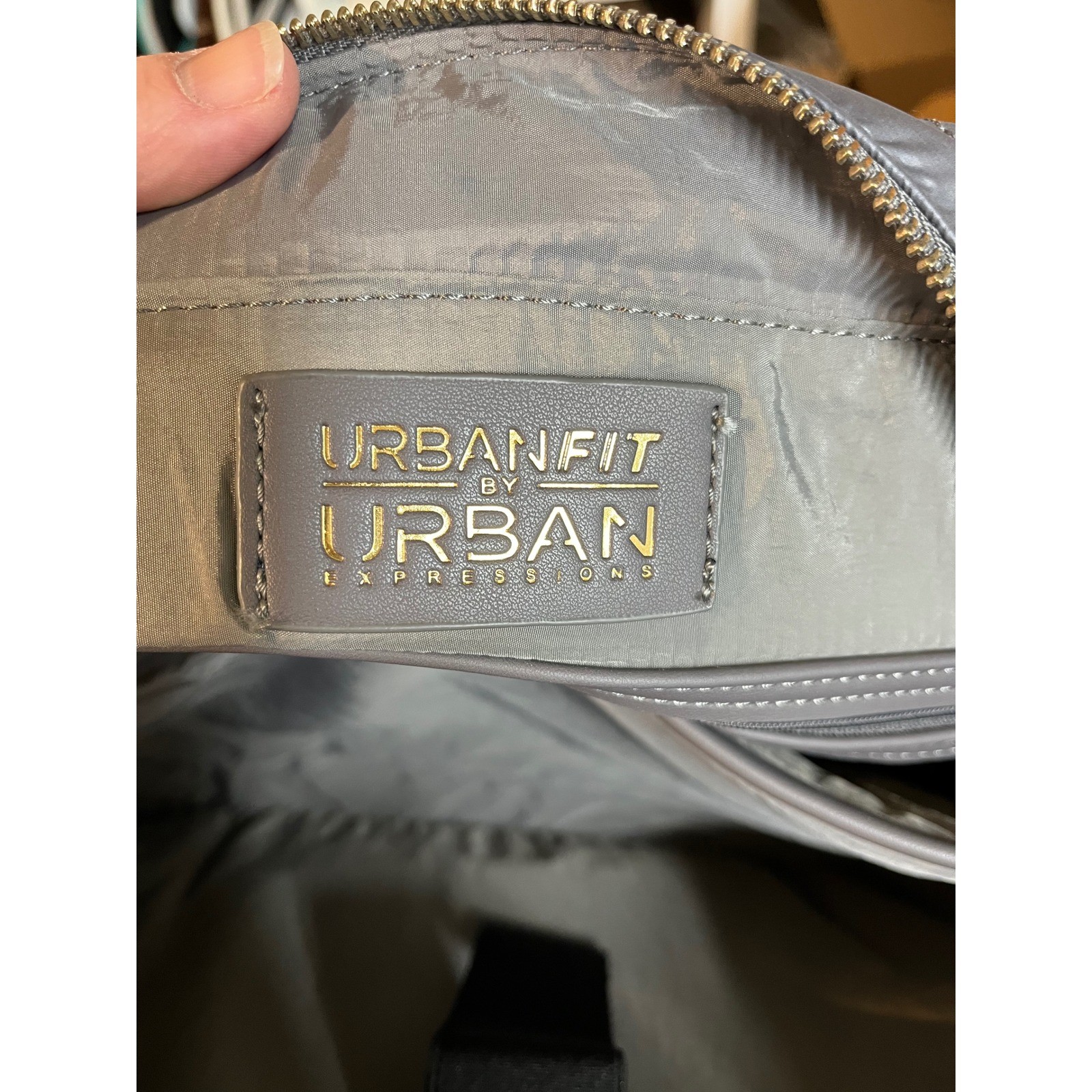 Urban Expressions Quilted Tote Bag Gray Zip Pocket Everyday Carryall