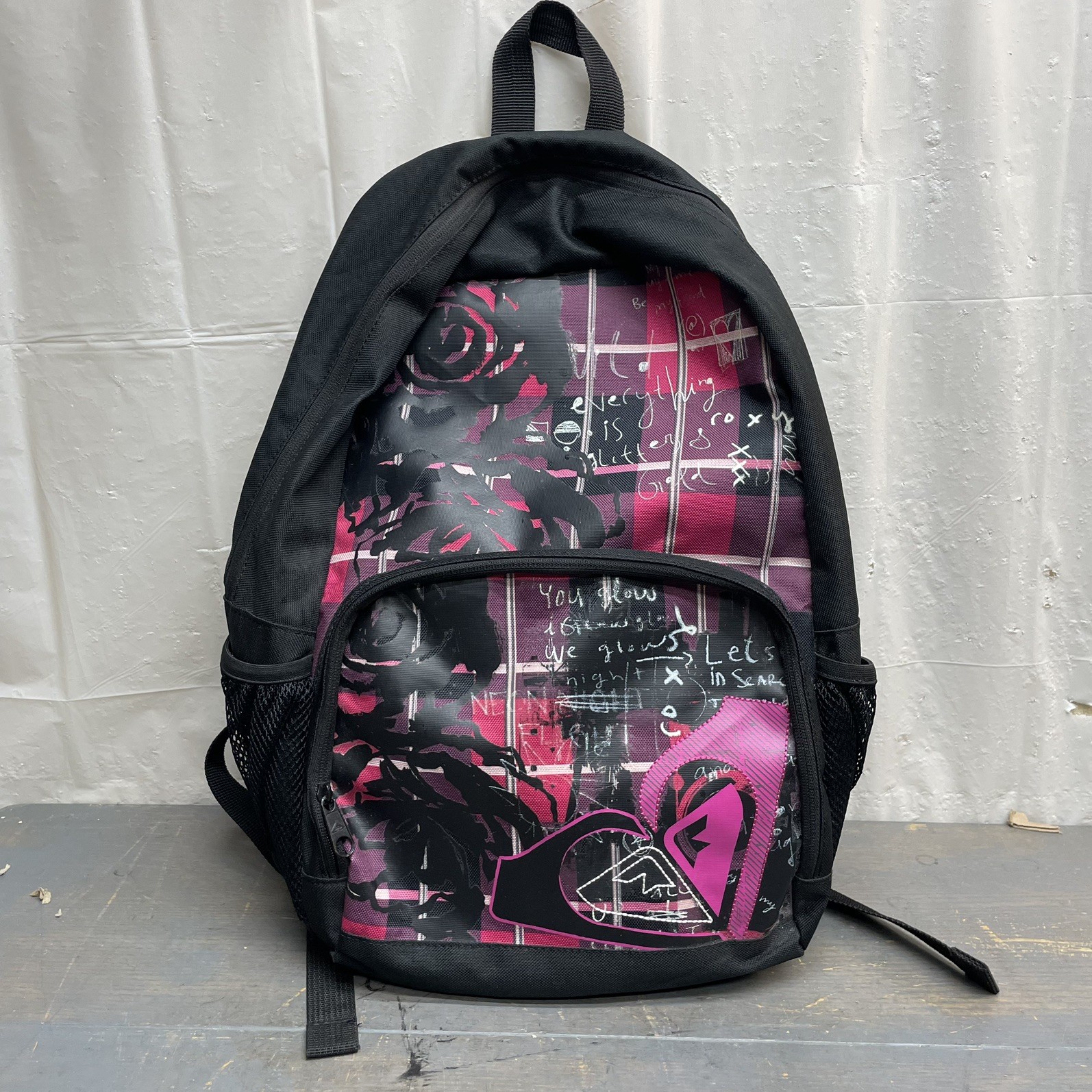 Women’s Girls Roxy Clear Sight Backpack Pink/Black Logo School Bag (Pre-Owned)