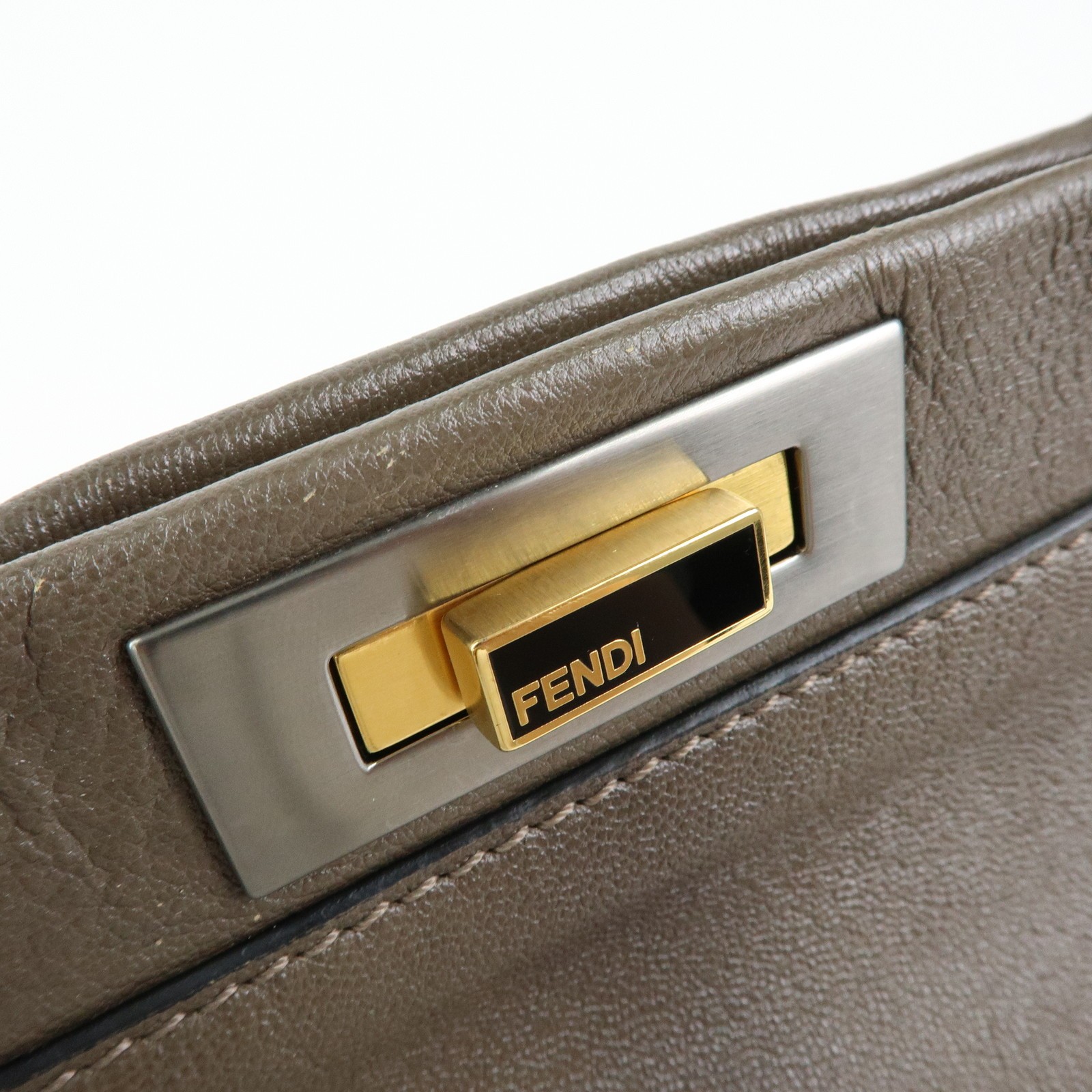 FENDI Peekaboo Large Leather 2Way Bag Shoulder Bag Brown 8BN210 Auth Used F/S