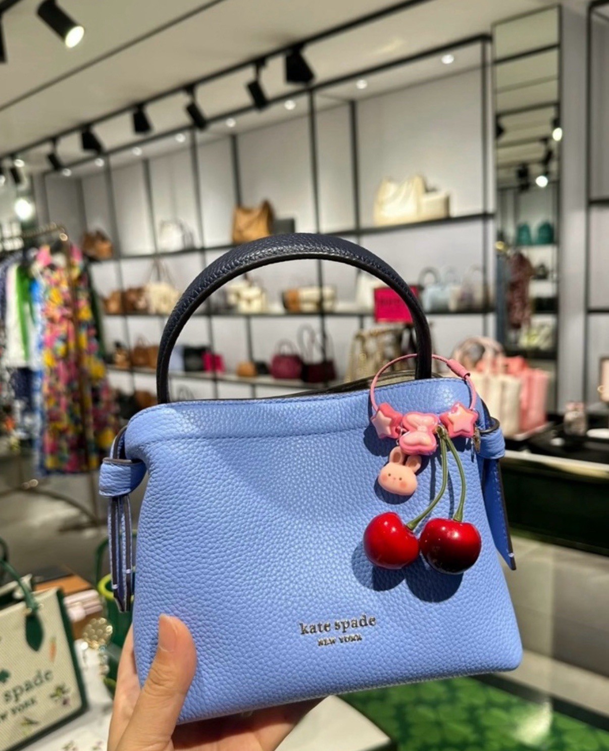 ??kate spade boutique bag Knott MINI Crossbody Tote Genie Blue Multi KG103 NWT