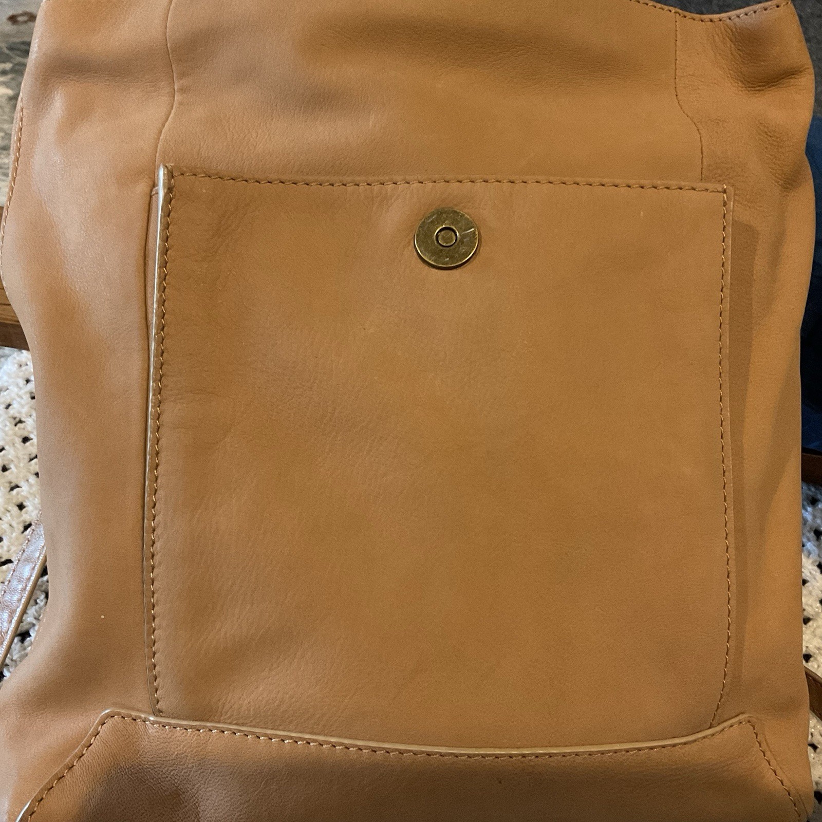 Lucky Brand Genuine Leather Backpack Purse Bag Camel Brown EUC