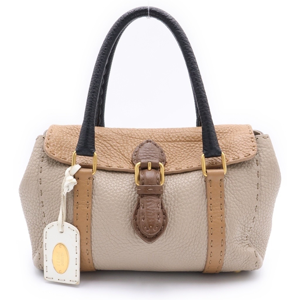 Fendi Selleria Mini Linda Leather Bicolor Top Handle Bag