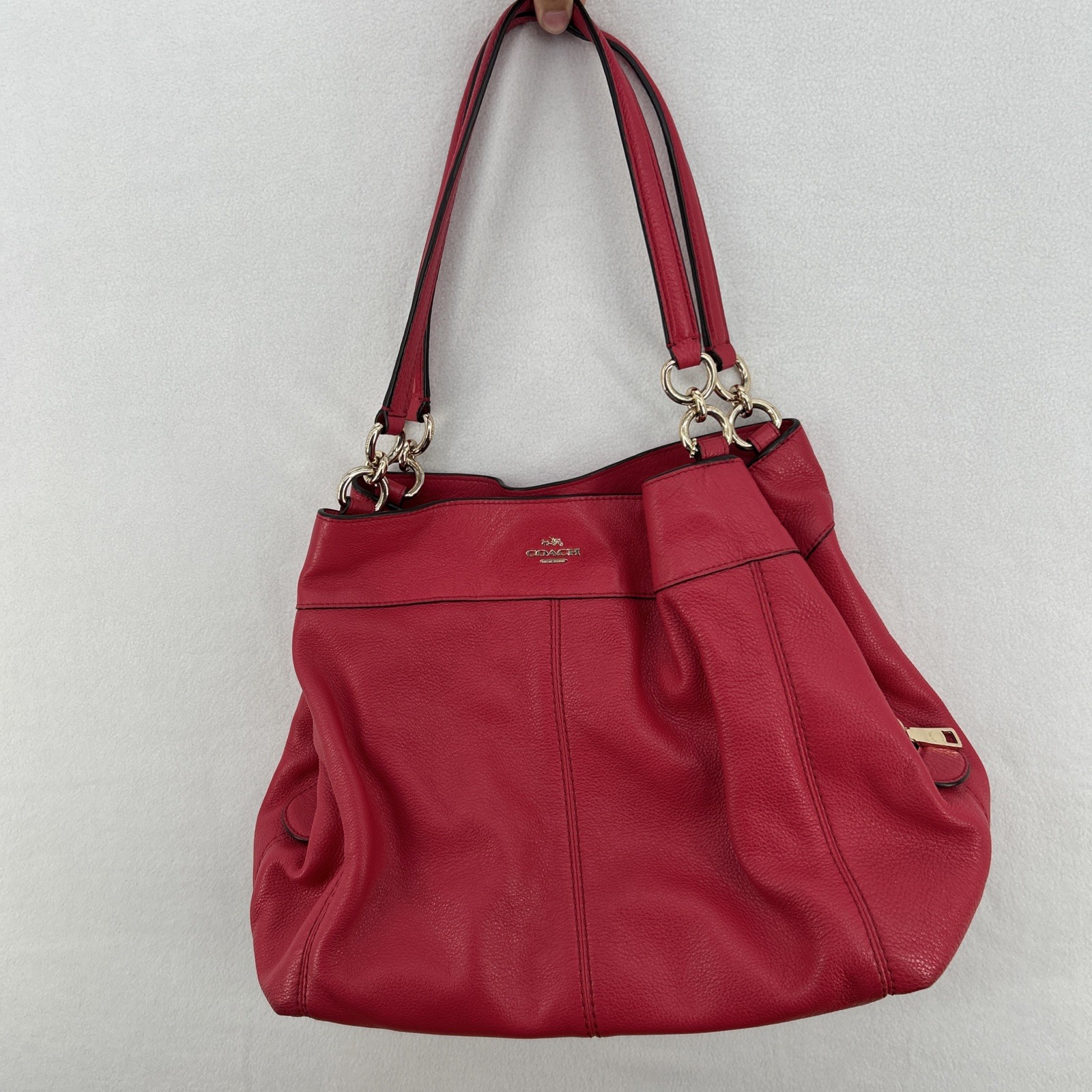 COACH 2017 Raspberry Pink Lexy Pebbled Leather Shoulder Bag – F57545