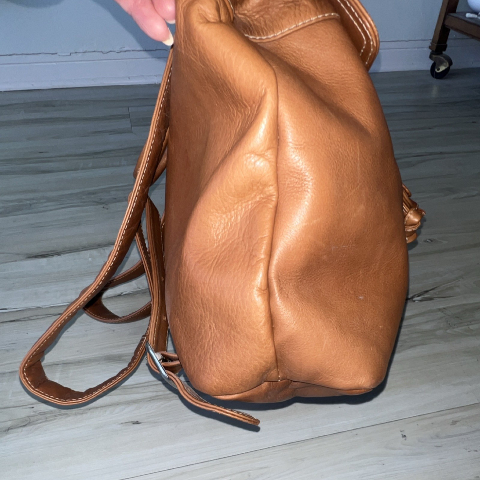 Piel Brown Leather Mini Backpack Buckle Accent Zipper Pockets, Never Worn