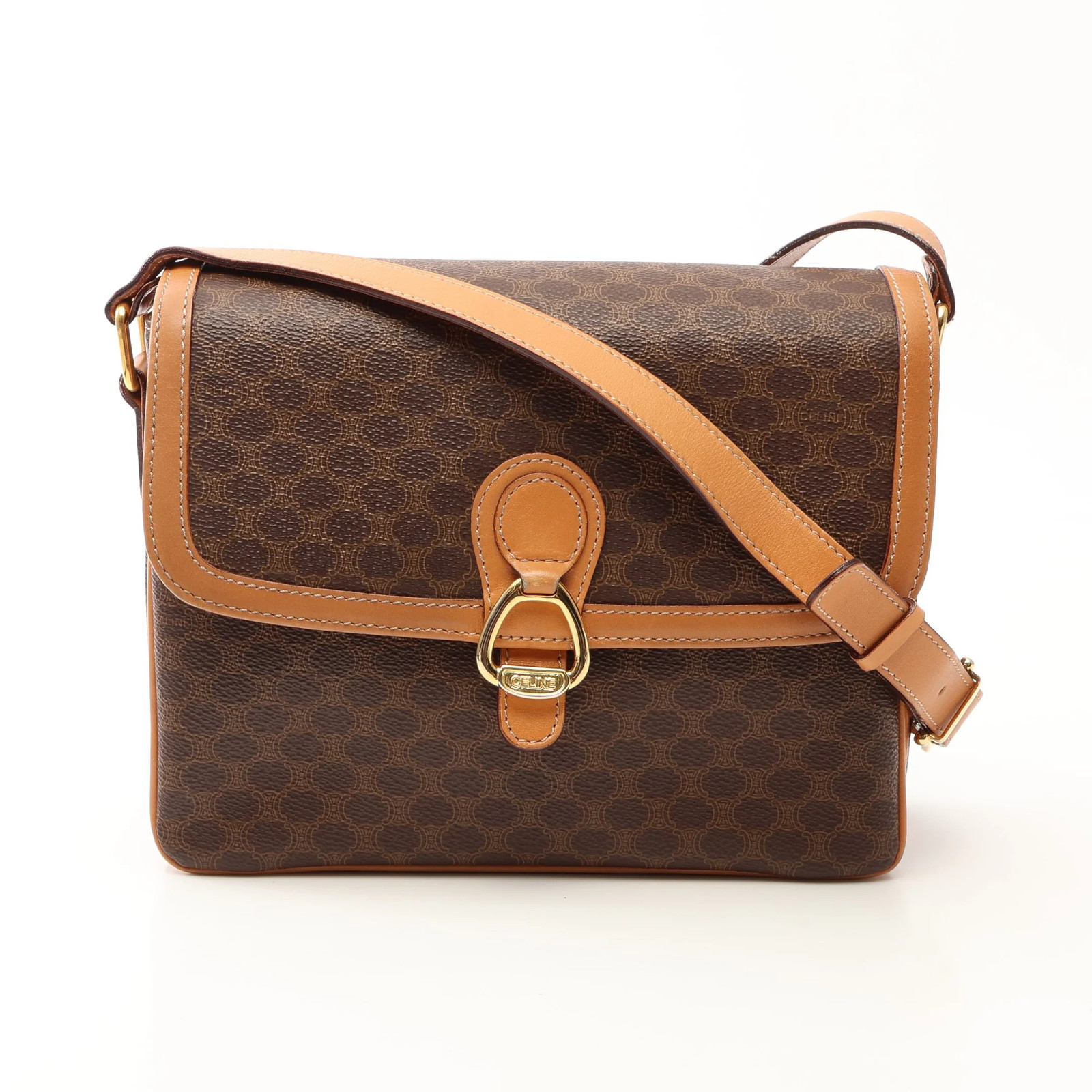 Celine Macadam Shoulder Bag Brown PVC #RCB14028