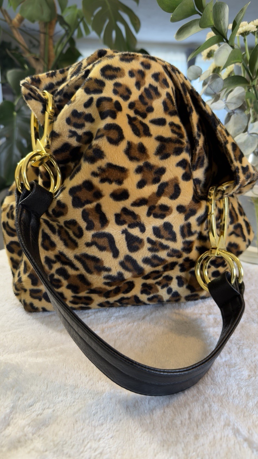 Braciano Leopard Animal Print Shoulder Bag| Gold Hardware Dust Bag