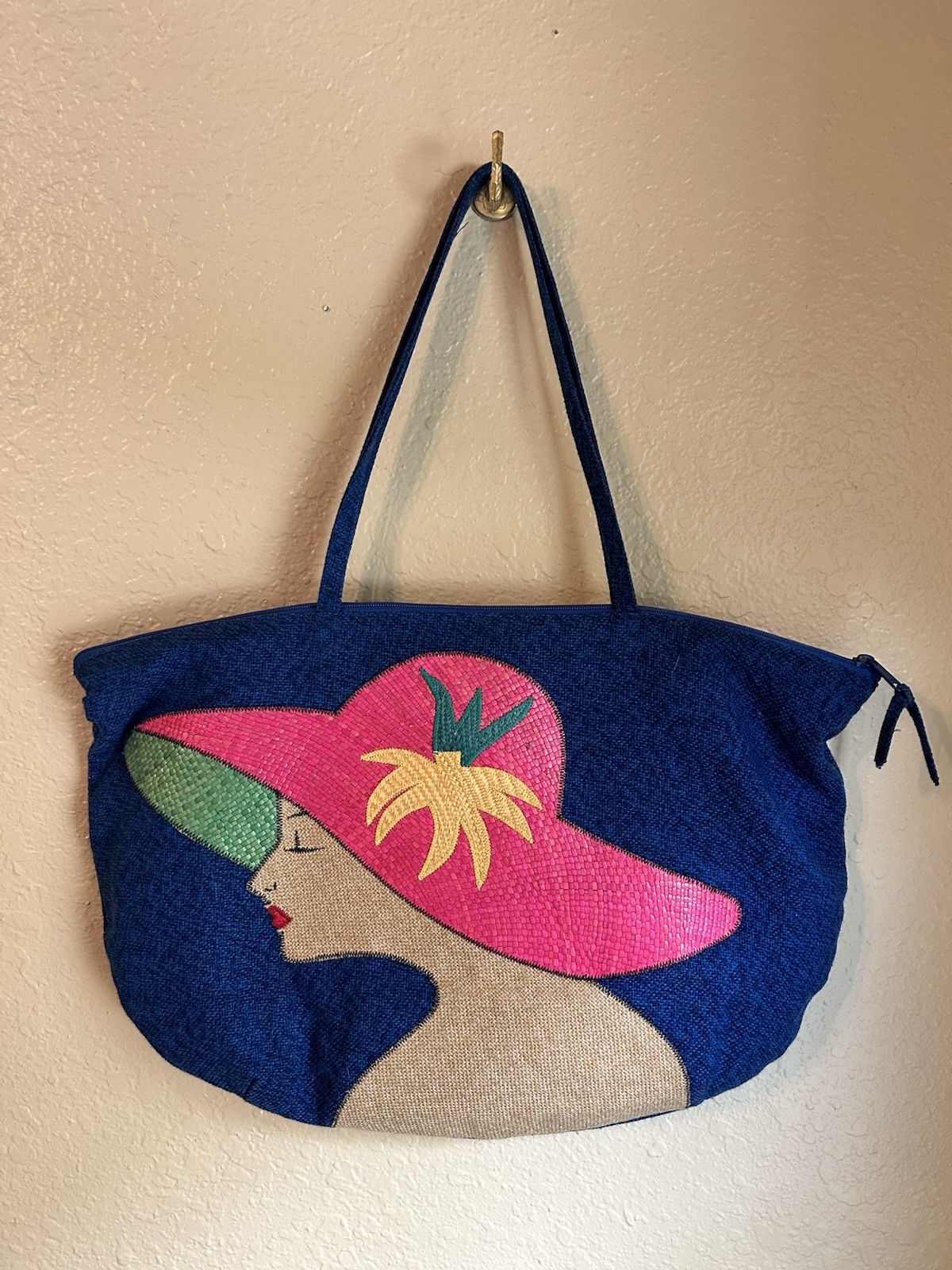 VTG Tote Bag Travel Beach Souvenir Bag Retro 1980s 90s Y2K Jute Art