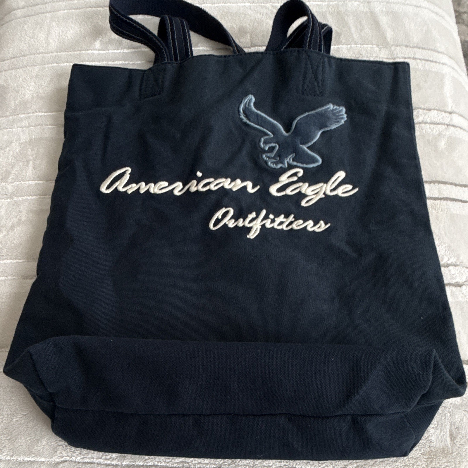 American Eagle Outfitters – Navy Embroidered Logo Tote Bag, Magnetic Closure
