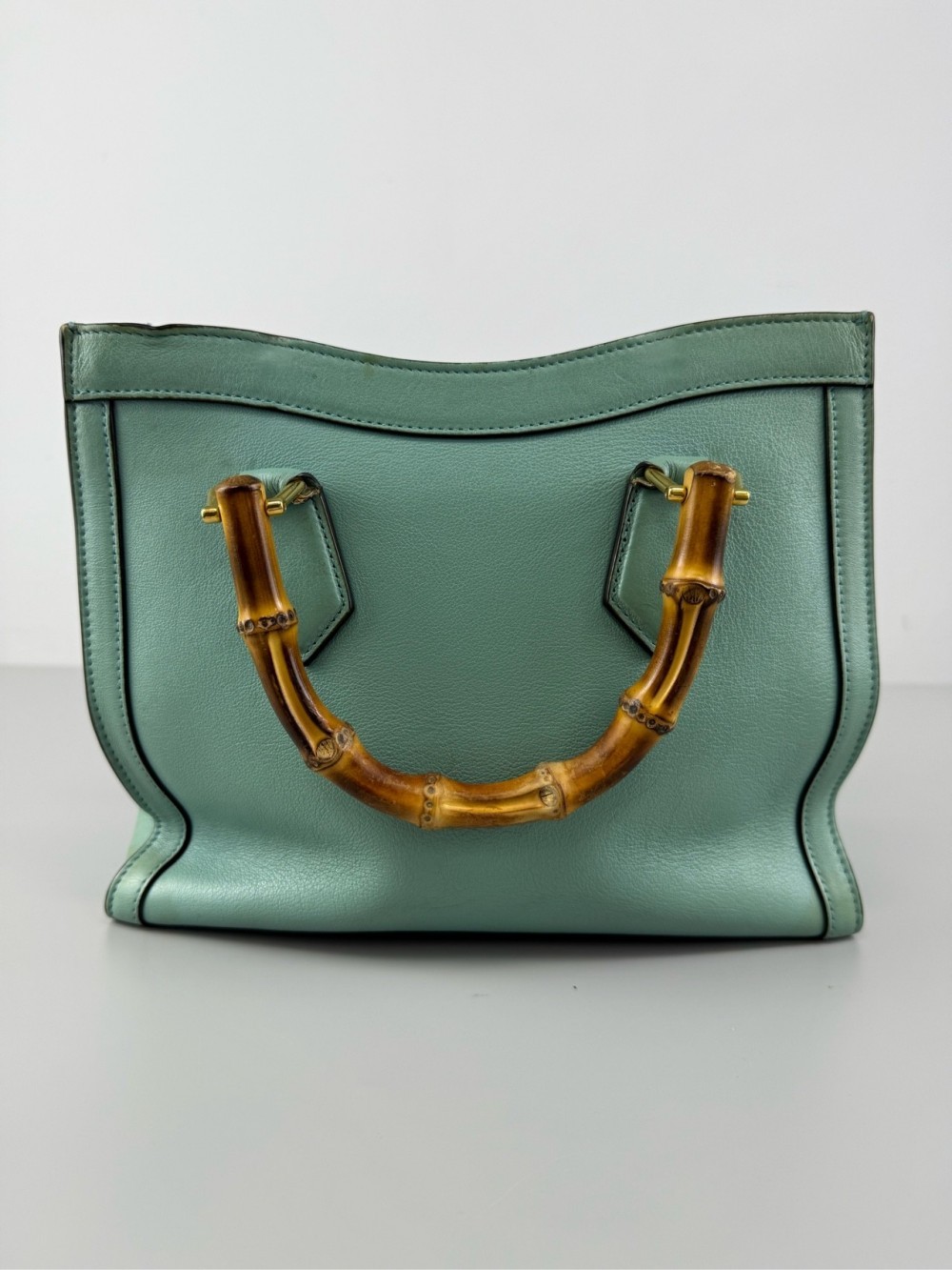 GUCCI Diana bamboo knot handle leather handbags shoulder bag green small