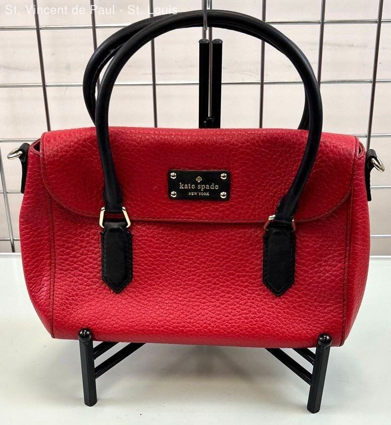 Kate Spade Grove Court Leslie Satchel Handbag DYNASTY RED Colorblock – No Strap