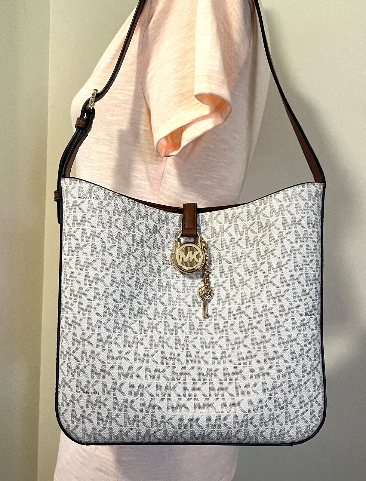 Michael Kors Lyra Small Bucket Mk PVC Leather Shoulder Bag