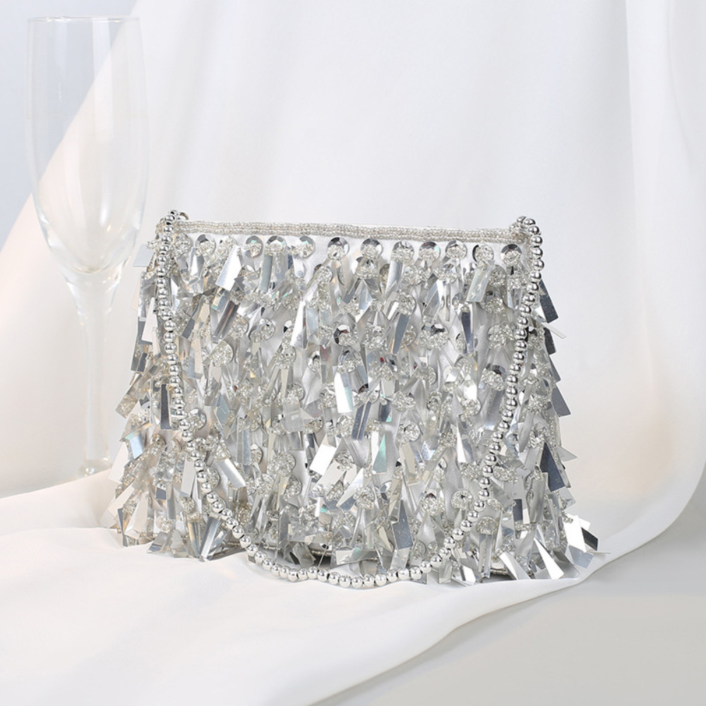 Ladies Sequin Glitter Tassel Crossbody Bag Shiny Shoulder Beaded Shoulder Bag