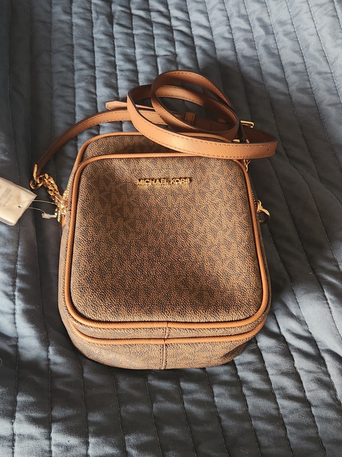 Michael Kors Small Brown Logo Crossbody Bag Zip w/ Adjustable Detachable Strap