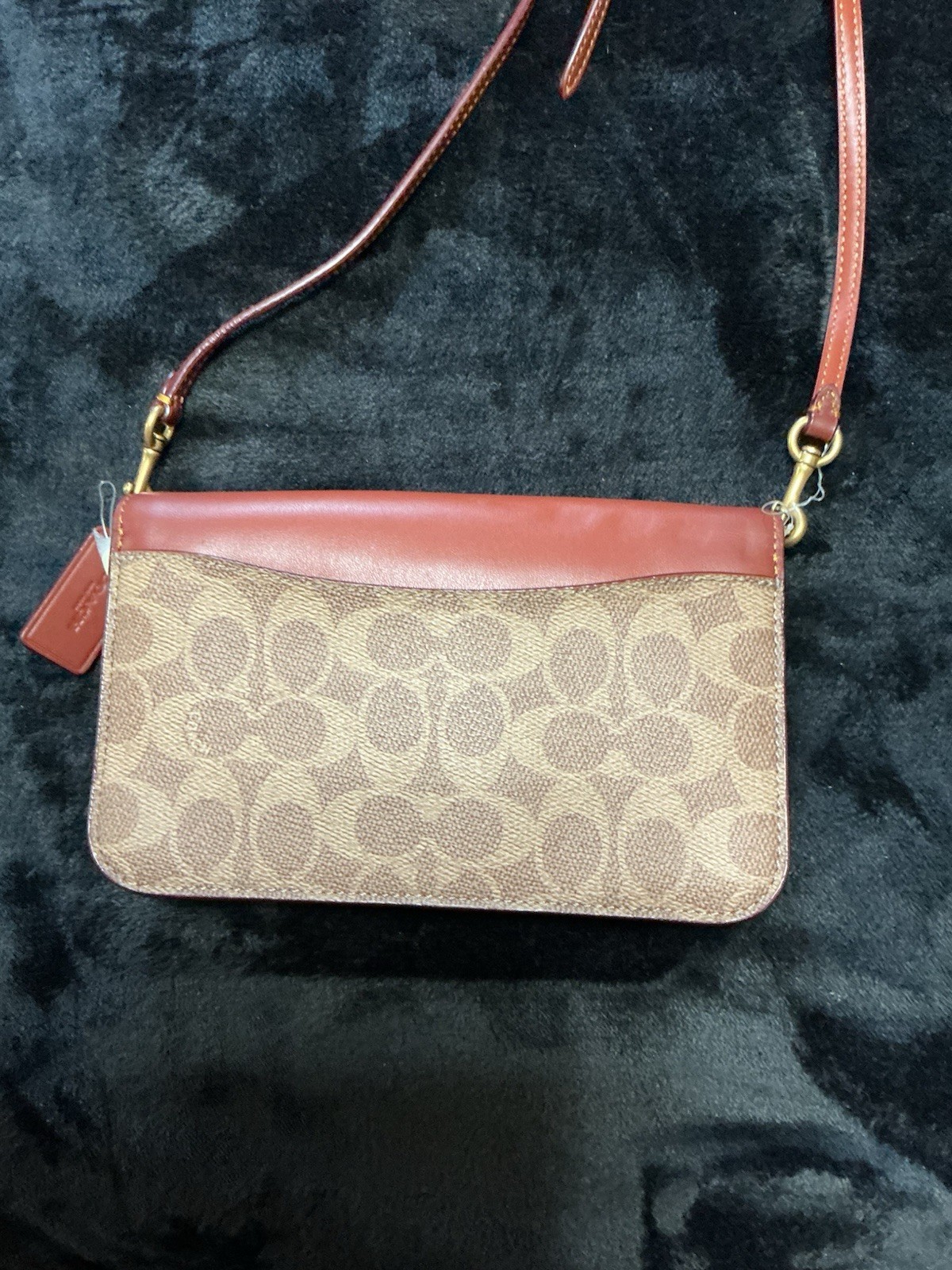 Coach Signature Logo Small Crossbody Bag Brown/Beige Magnetic Detachable Strap