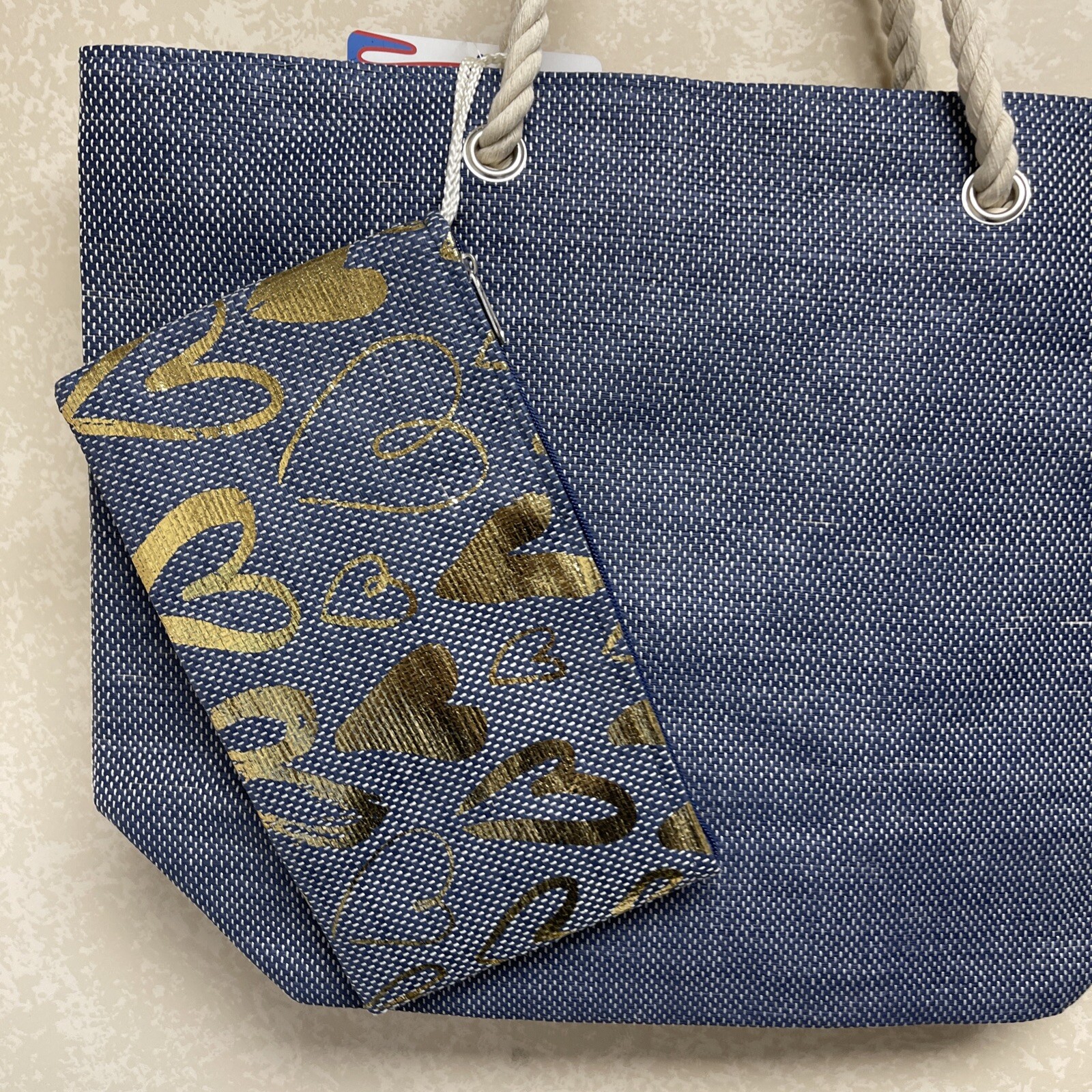 O’rageous Summer Love Canvas Beach Tote & Wristlet Clutch Shopping Bag 18×14.5×7