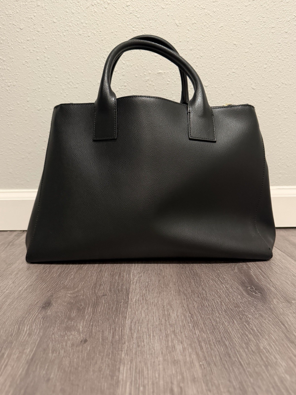 Teddy Blake Satchel Top Handle Bag Black Gold Hardware Zip Red Lining Strap