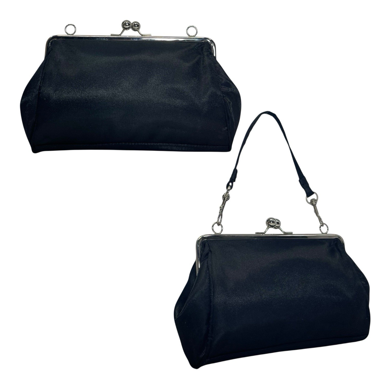 Vintage 90s 00s S Satin Clutch Bag Evening Handbag Top Handle Convertible Party