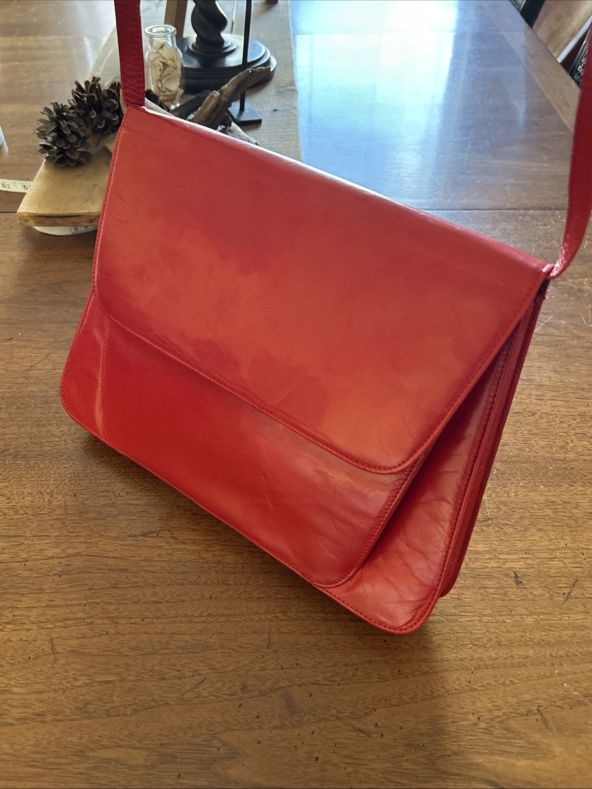 Charles Jourdan Vintage Red Bag Made In Spain Leather Shoulder Bag
