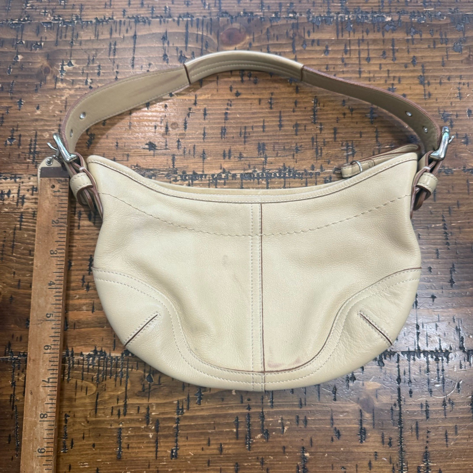 Vintage Coach Y2K Beige Leather Soho Hobo Shoulder Bag Handbag 9541 *See Pics