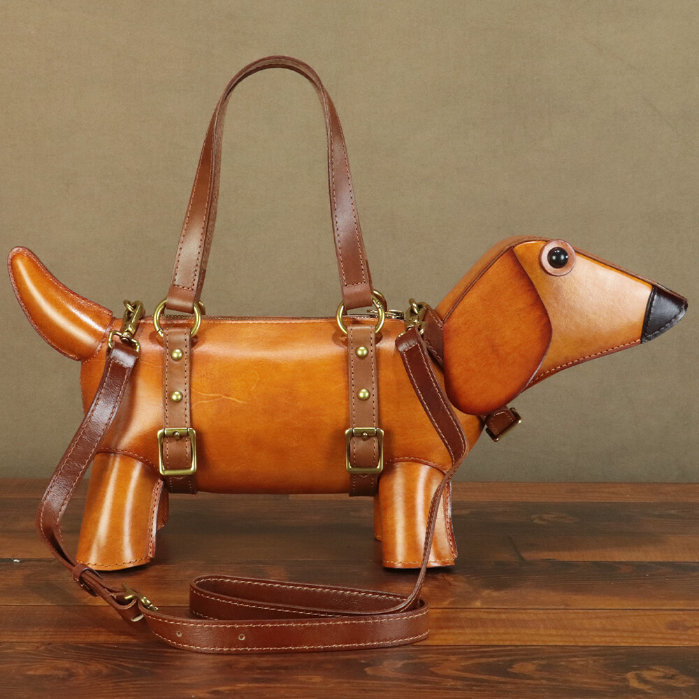 Genuine Leather Purses and Handbags Women Dog Shape Cute Shoulder Bag Crossbody