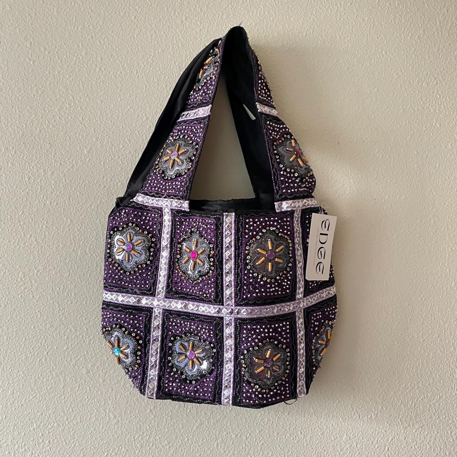 y2k beaded purple handbag made in Pakistan
