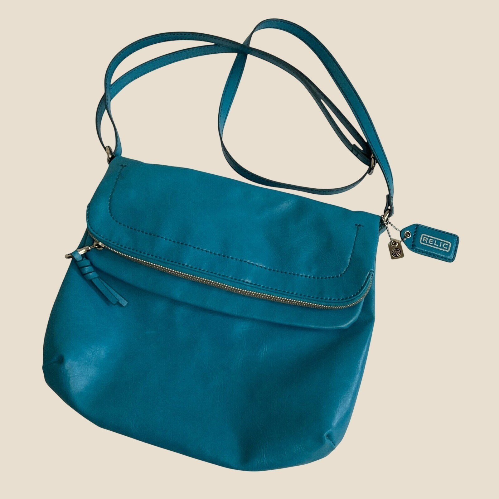 Relic Teal Blue Foldover Crossbody Bag Faux Leather Shoulder Bag