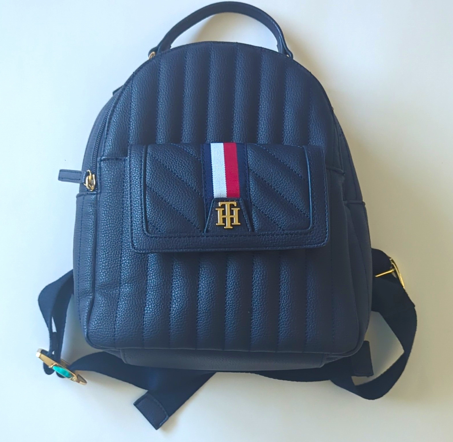 Tommy Hilfiger Navy Quilted Leather Mini Backpack