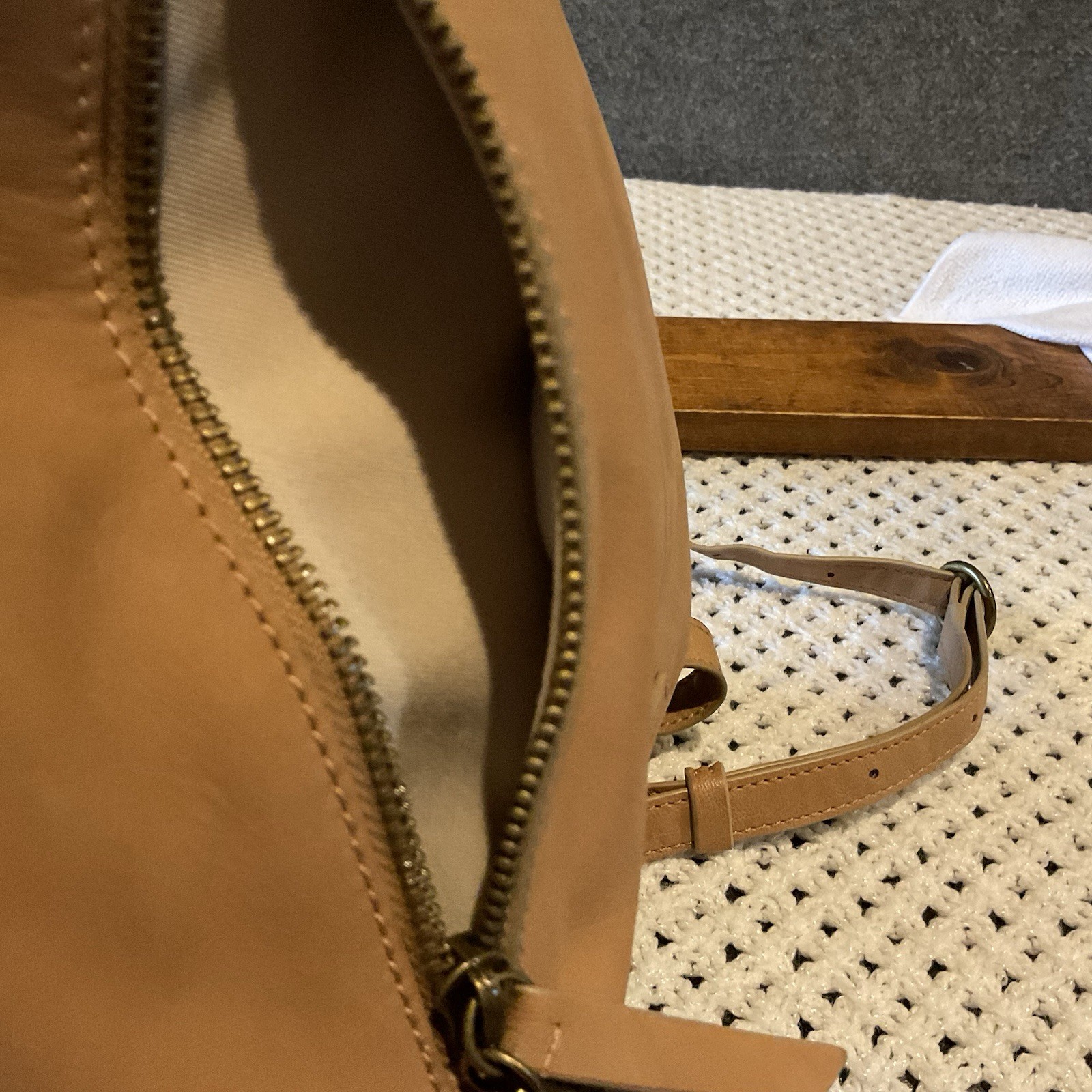 Lucky Brand Genuine Leather Backpack Purse Bag Camel Brown EUC