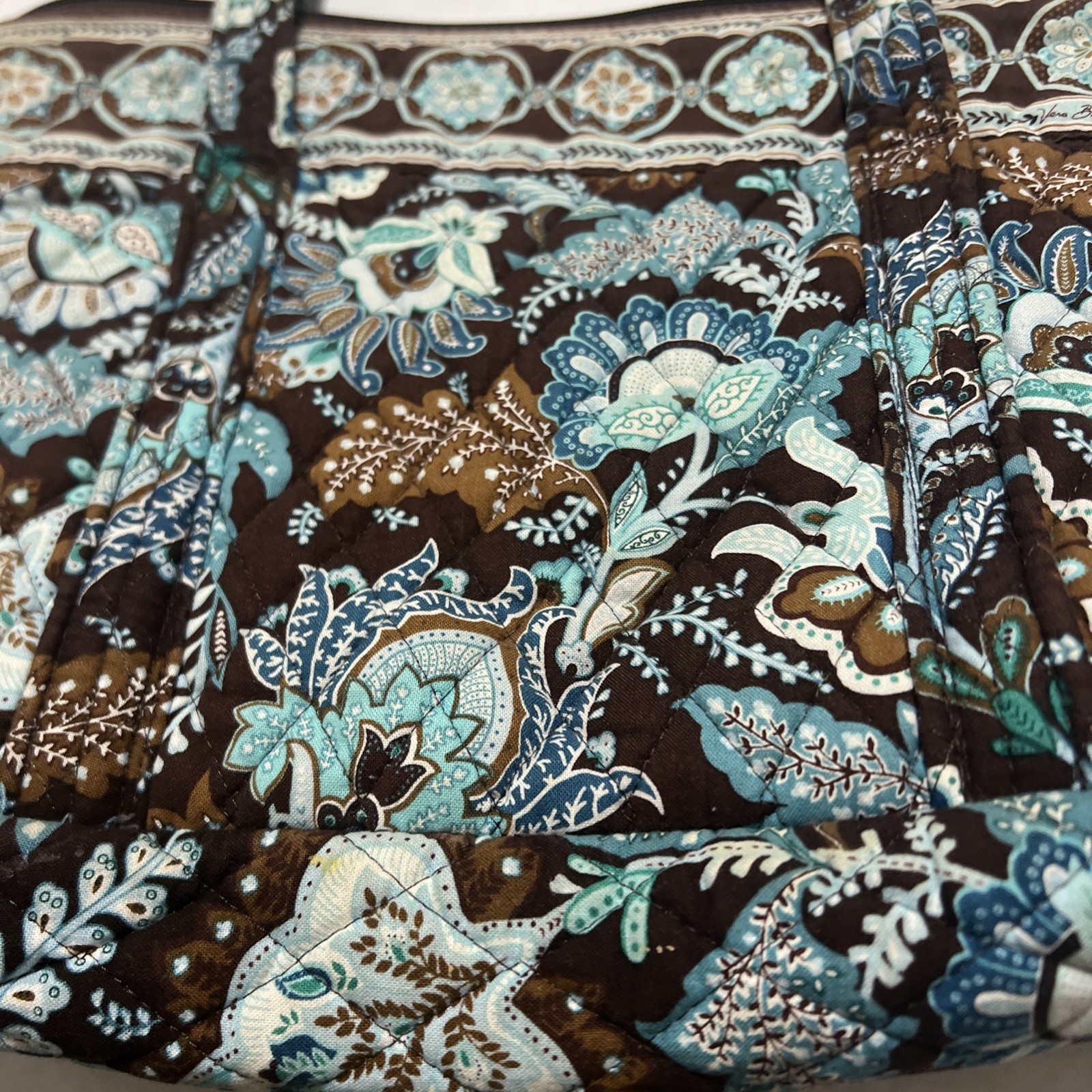 11x8in Vera Bradley Arm purse Java Blue Retired USA Made Zips Pockets
