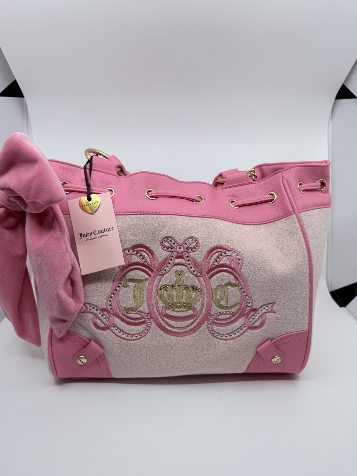 Juicy Couture Lovers Club Daydreamer Tote Bag Pink Diamond Pink Terry Charm NEW