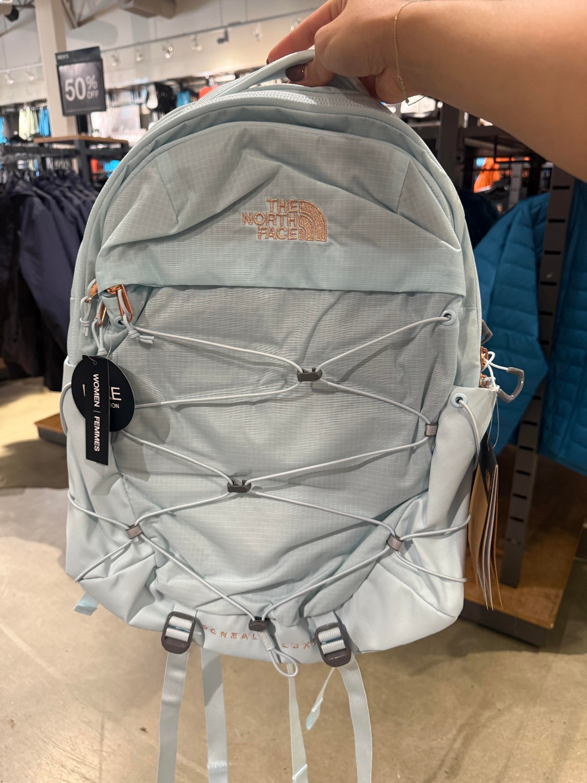 The North Face Women’s Borealis Luxe Laptop Backpack, Icecap Blue/Burnt Coral