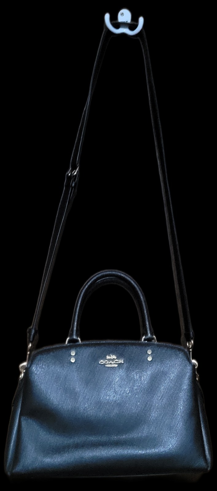 Coach Lillie Carryall, Black Crossgrain Leather, Goldtone Hardware