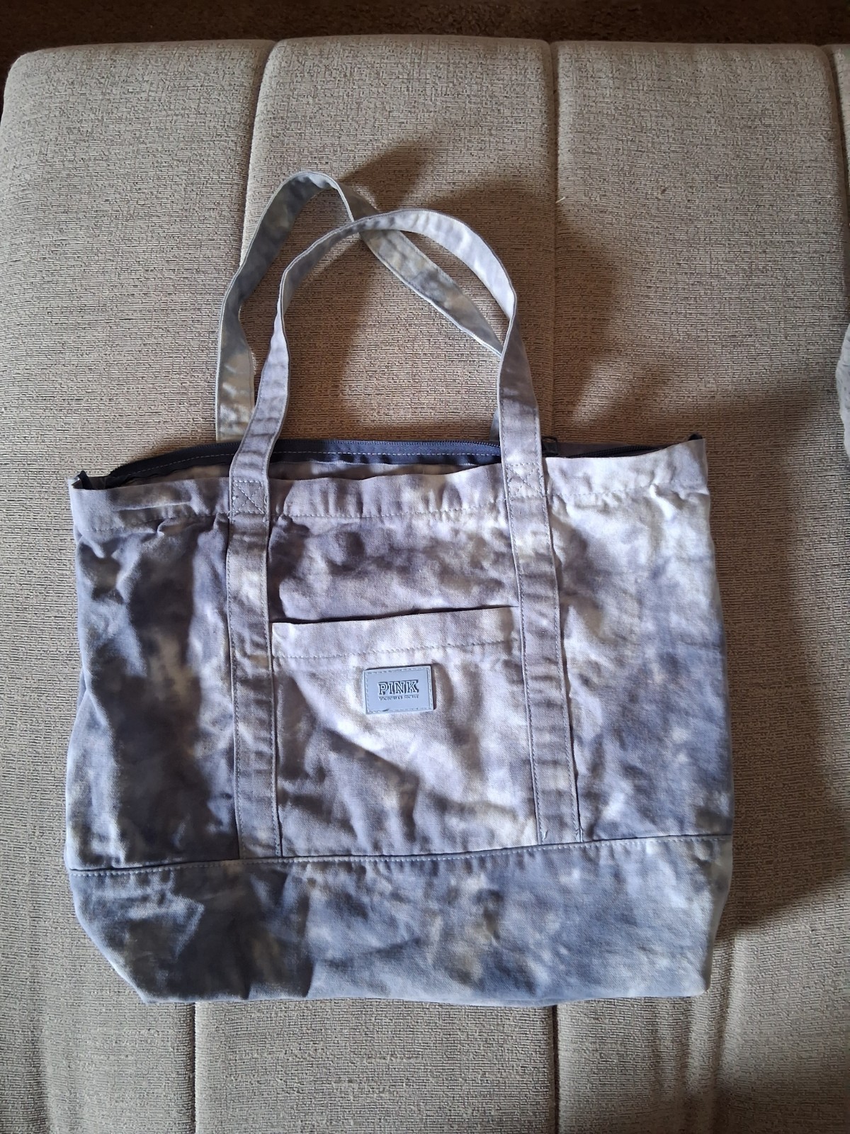 Victoria’s Secret PINK Blue and White Tye-dye Tote Bag with Handles and Zipper
