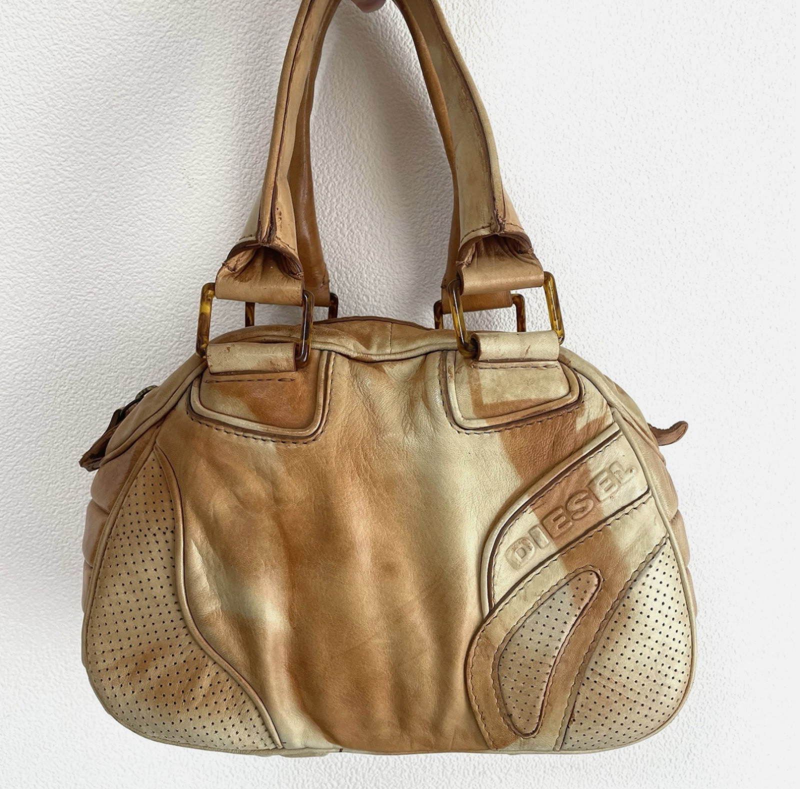 Diesel Hand Bag Leather Brown Japan Archive Y2K Large Italy Vintage NEW TAG