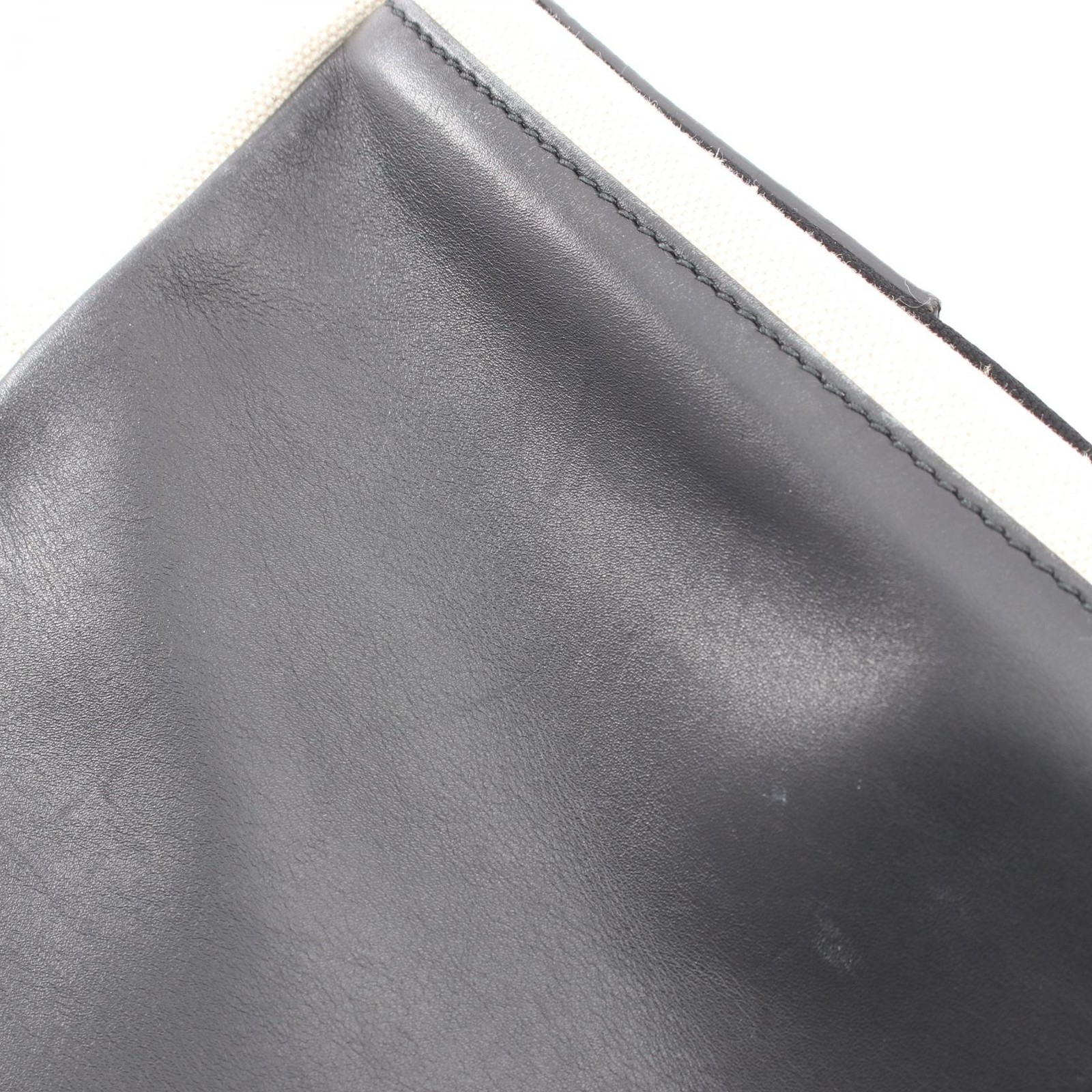 BALENCIAGA NAVY CABAS S Tote Bag 339933 canvas leather Beige Black Used Women