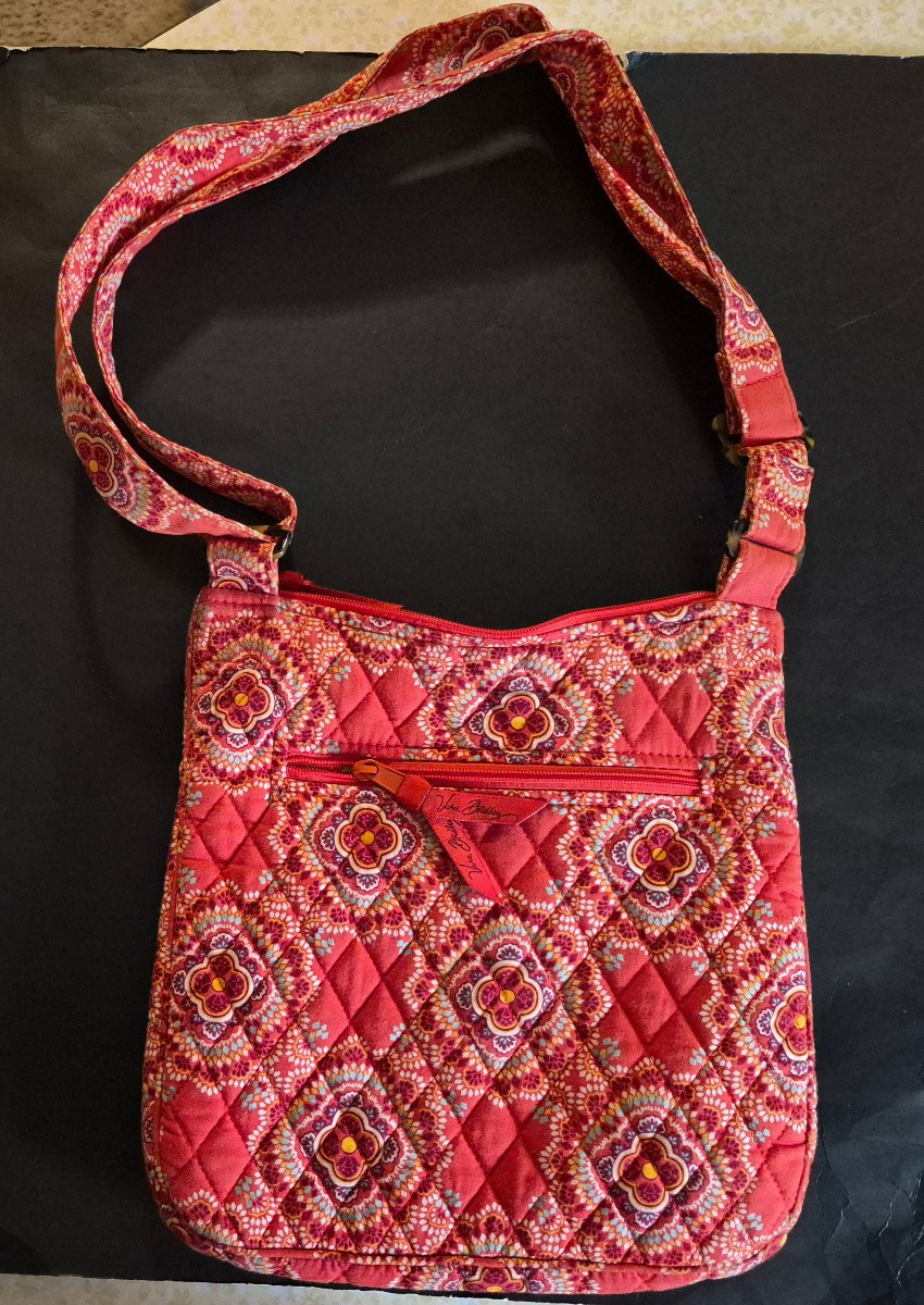 Vera Bradley Quilted Floral Shoulder Bag Orange- Blue-Yellow