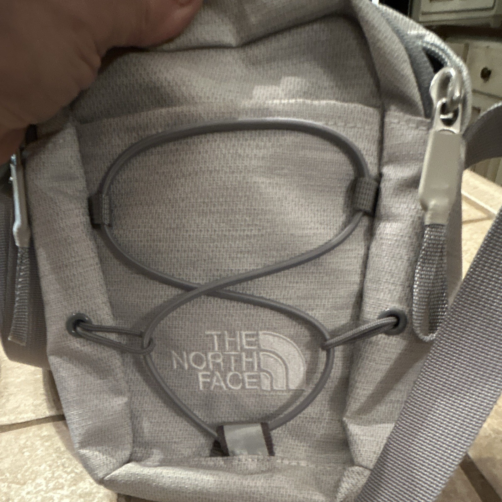 The North Face Gray Small Crossbody Bag Zip Closure Adjustable Strap Logo