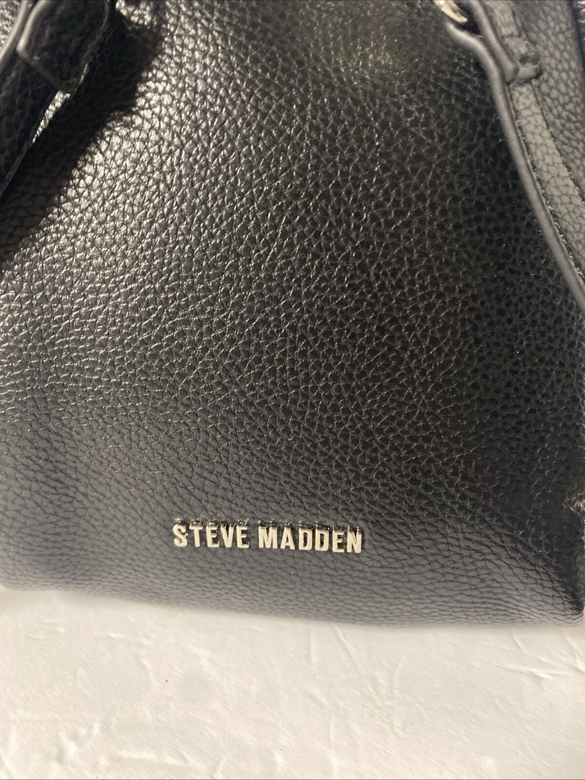STEVE MADDEN Jacki Convertible Backpack Faux Pebbled Leather in Black and Silver