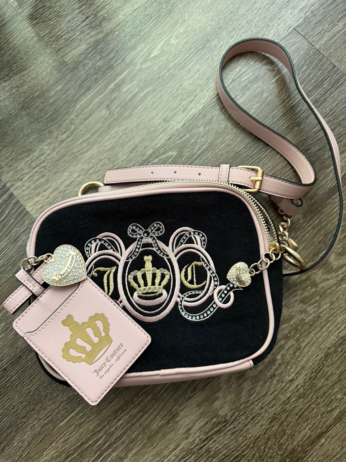 Juicy Couture Lovers Club Black Pink Camera Bag Y2K