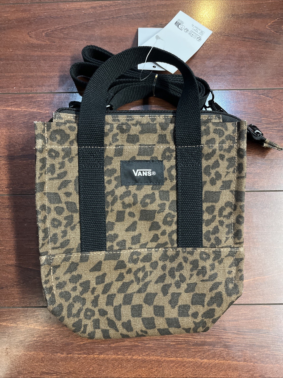 Vans Lil Pergs Tote Bag Small Crossbody Canvas Brown Dachshund Print 8x7x3 New
